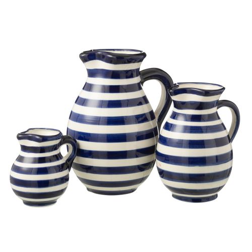 Pichet En Céramique "granada Rayure" 0,5l Bleu Cobalt