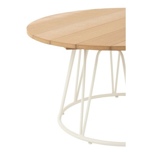 Table Basse Ronde - Effet Bois Et Fer - 80x80x40 Cm - Naturel