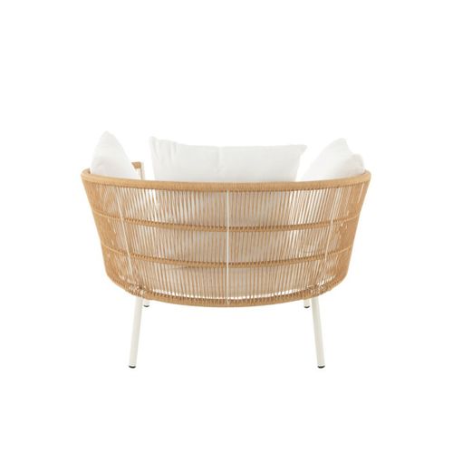 Fauteuil De Jardin En Rotin Et Metal - 109x118x79 Cm - Naturel