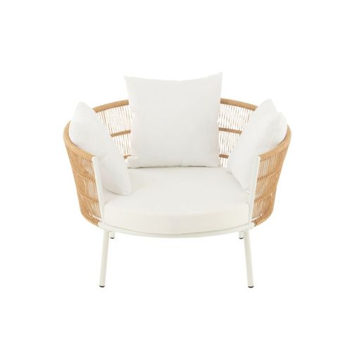 Fauteuil De Jardin En Rotin Et Metal - 109x118x79 Cm - Naturel