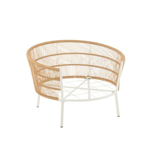 Fauteuil De Jardin En Rotin Et Metal - 109x118x79 Cm - Naturel