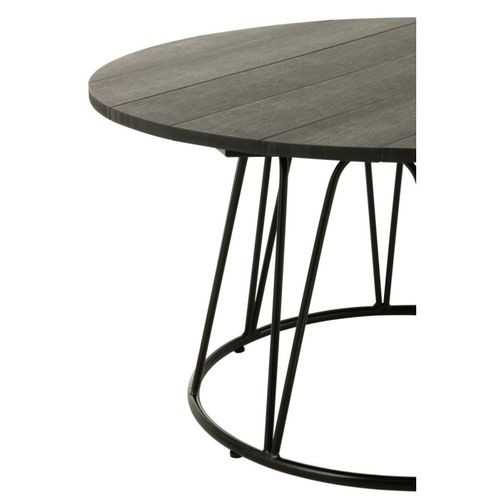 Table Basse Ronde - Effet Bois Et Fer - 80x80x40 Cm - Noir