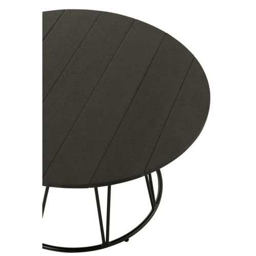 Table Basse Ronde - Effet Bois Et Fer - 80x80x40 Cm - Noir