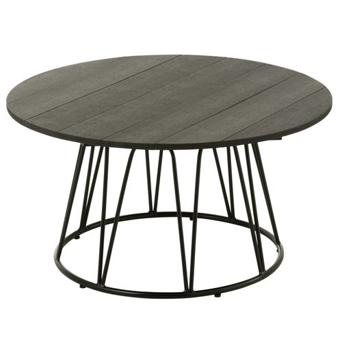 Table Basse Ronde - Effet Bois Et Fer - 80x80x40 Cm - Noir