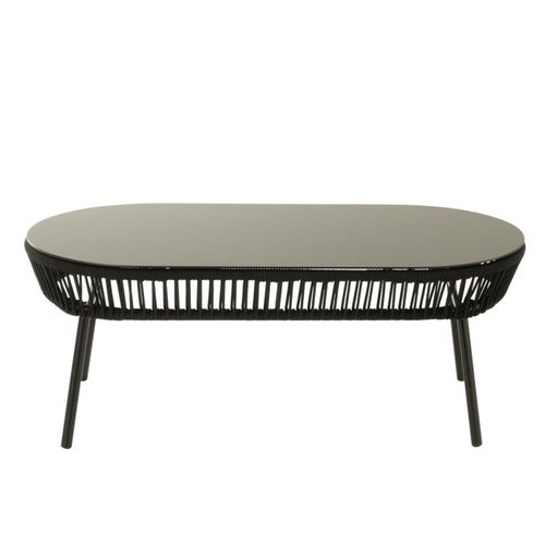 Table Basse D’extérieur En Fer - 58x116x43 Cm - Noir Brillant