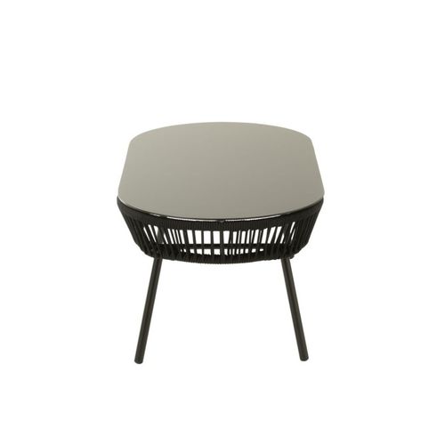 Table Basse D’extérieur En Fer - 58x116x43 Cm - Noir Brillant