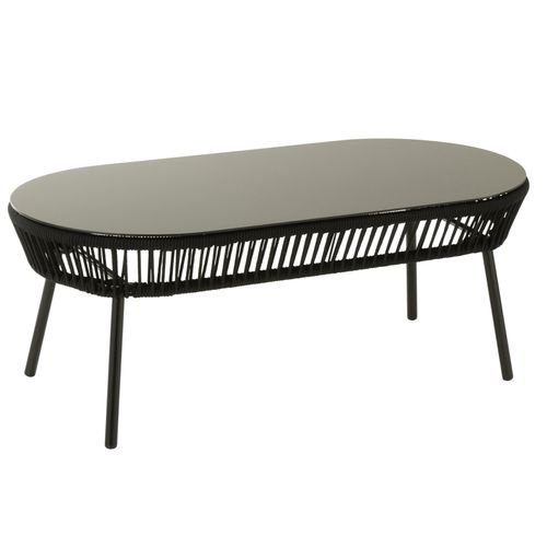 Table Basse D’extérieur En Fer - 58x116x43 Cm - Noir Brillant