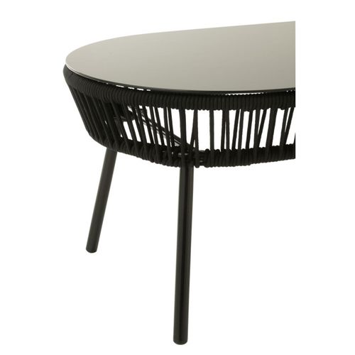 Table Basse D’extérieur En Fer - 58x116x43 Cm - Noir Brillant