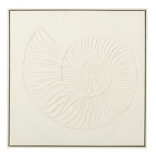 Tableau Peinture Déco "coquille" 62x62cm Blanc