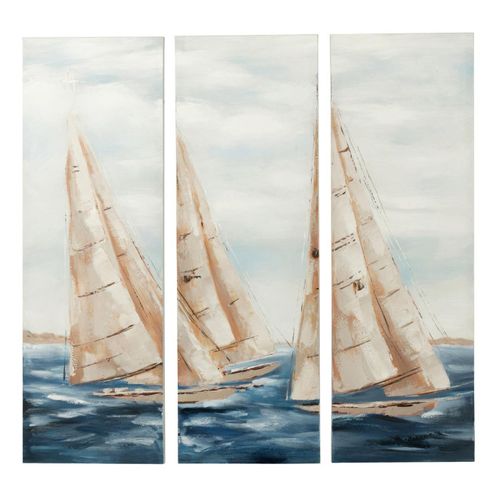 Lot De 3 Toiles Peinture "vog" 40x120cm Multicolore