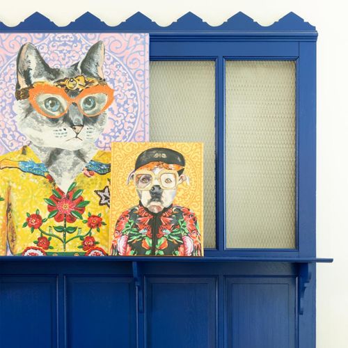 Toile Déco Chat "popart" 75x100cm Multicolore