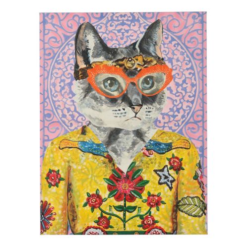 Toile Déco Chat "popart" 75x100cm Multicolore