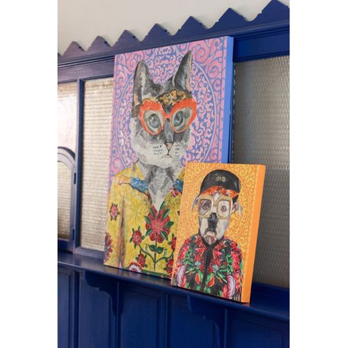 Toile Déco Chat "popart" 75x100cm Multicolore