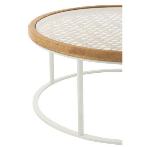 Table Basse En Bois "mati" 90cm Naturel et Blanc