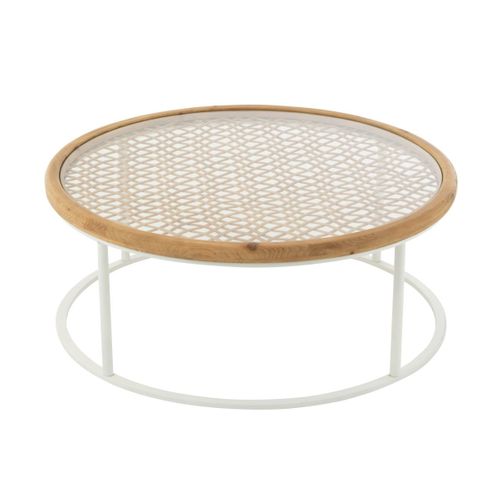 Table Basse En Bois "mati" 90cm Naturel et Blanc