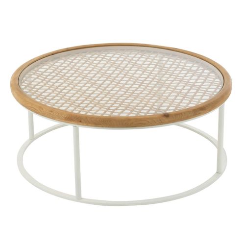 Table Basse En Bois "mati" 90cm Naturel et Blanc