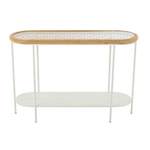 Console En Bois "mati" 120cm Naturel et Blanc