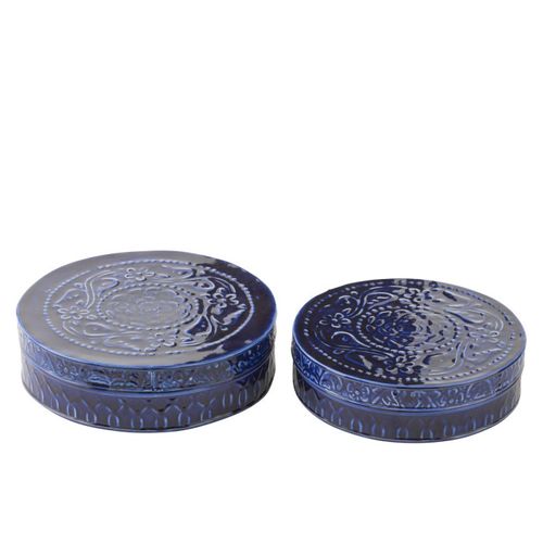 Lot De 2 Boîtes En Métal "nag" 24cm Bleu