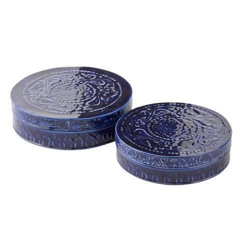 Lot De 2 Boîtes En Métal "nag" 24cm Bleu