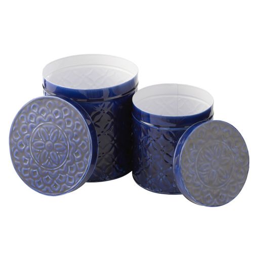 Lot De 2 Boîtes En Métal "nag" 20cm Bleu