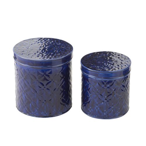 Lot De 2 Boîtes En Métal "nag" 20cm Bleu