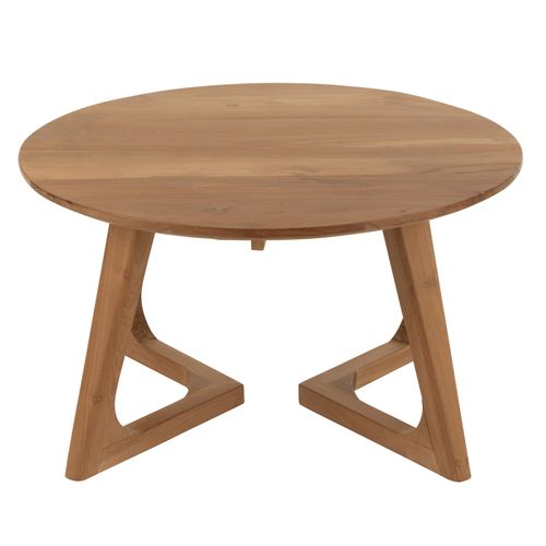 Table Basse Ronde Bois De Teck - 80x80x45 Cm - Naturel