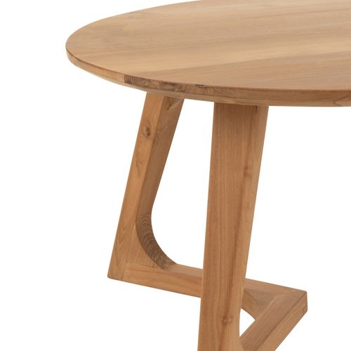 Table Basse Ronde Bois De Teck - 80x80x45 Cm - Naturel
