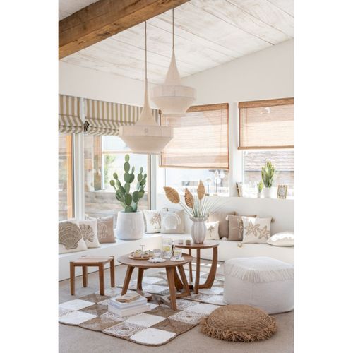 Table Basse Ronde Bois De Teck - 80x80x45 Cm - Naturel