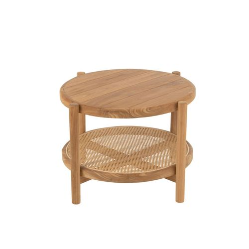 Table Basse Bois Double Plateau En Teck - 68x68x46 Cm - Naturel