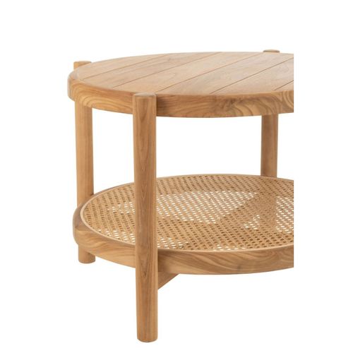 Table Basse Bois Double Plateau En Teck - 68x68x46 Cm - Naturel
