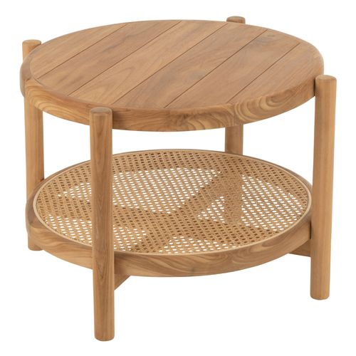 Table Basse Bois Double Plateau En Teck - 68x68x46 Cm - Naturel