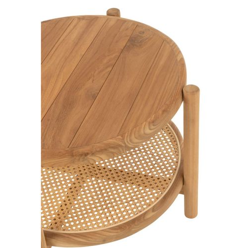 Table Basse Bois Double Plateau En Teck - 68x68x46 Cm - Naturel