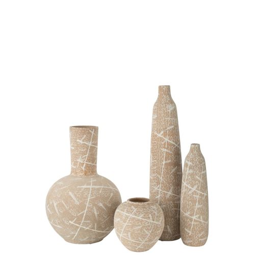 Vase Déco En Grès "dune" 21cm Beige et Blanc