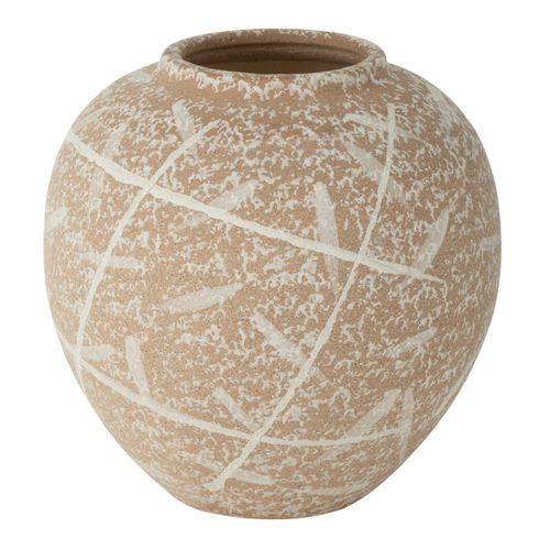 Vase Déco En Grès "dune" 21cm Beige et Blanc