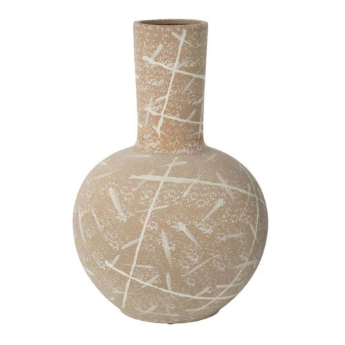 Vase Globe En Grès "dune" 52cm Beige et Blanc