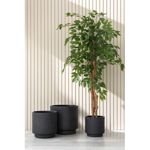 Lot De 3 Cache-pots Rainurés "misty" 37cm Noir