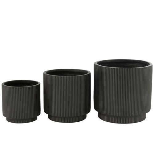Lot De 3 Cache-pots Rainurés "misty" 37cm Noir