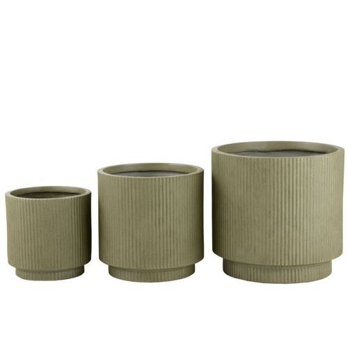 Lot De 3 Cache-pots Rainurés "misty" 37cm Vert