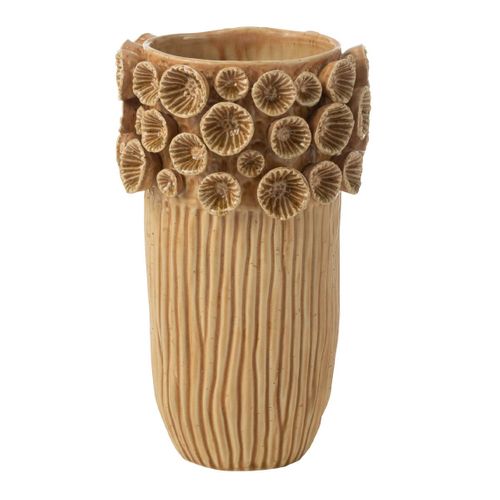 Vase Corail En Argile "isidro" 32cm Ocre