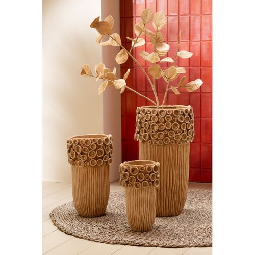 Vase Corail En Argile "isidro" 41cm Ocre