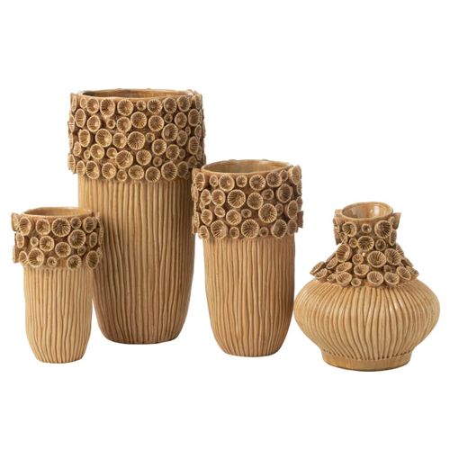 Vase Corail En Argile "isidro" 41cm Ocre