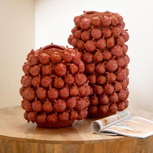 Vase Déco En Argile "botanica" 36cm Cuivre Rose