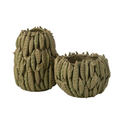 Vase Déco En Argile "petit Pois" 38cm Vert