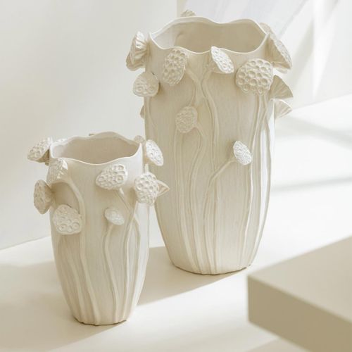 Vase Déco Lotus En Argile "botanica" 51cm Beige
