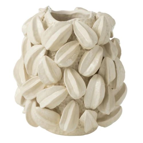 Vase Déco En Argile "fève De Cacao" 38cm Beige