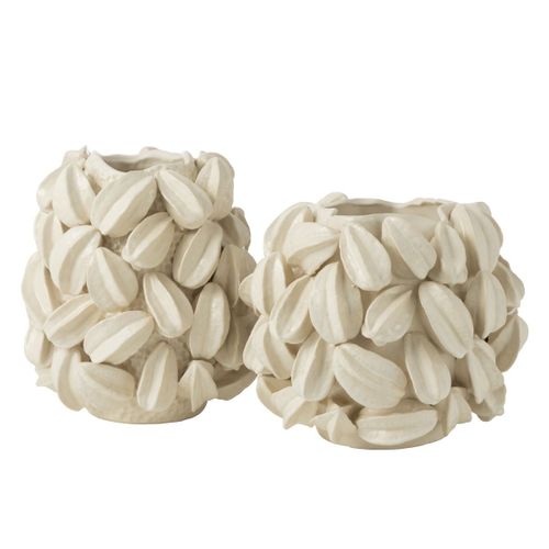 Vase Déco En Argile "fève De Cacao" 31cm Beige