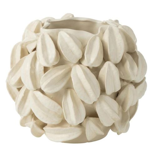 Vase Déco En Argile "fève De Cacao" 31cm Beige