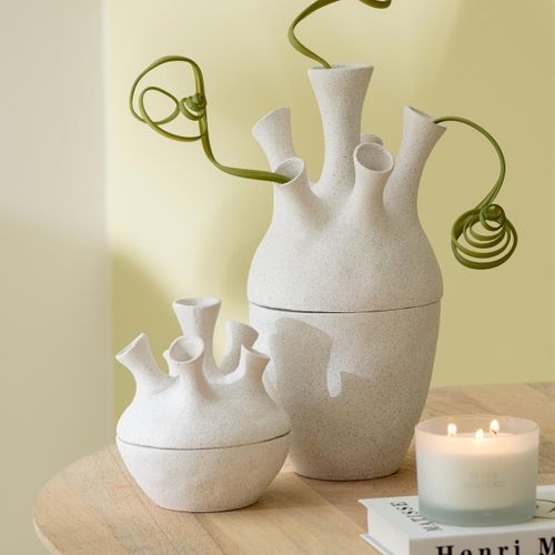 Vase Corail En Argile "seymour" 29cm Blanc