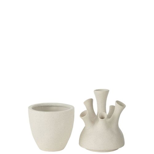 Vase Corail En Argile "seymour" 29cm Blanc