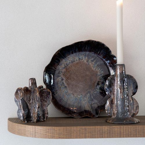 Chandelier Vase En Céramique "naga" 20cm Marron